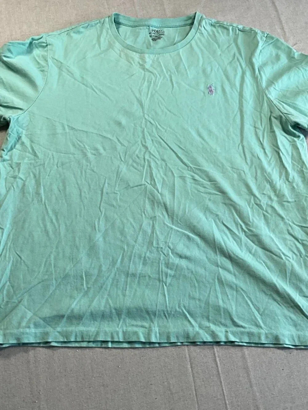 Mens Polo Ralph Lauren Mint Green Preppy Cotton Single Stitch Tee (XLarge)